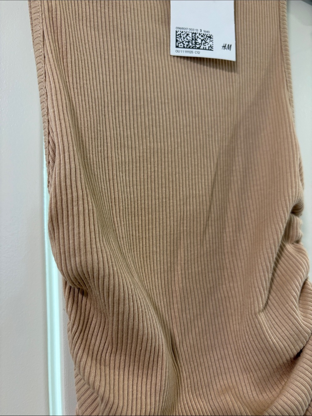 H&M Beige Ribbed Drawstring Tank Top - Picture 3 of 4